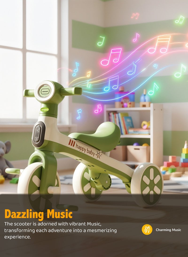 BAYBEE Baby Tricycle for Kids Balance bike with Dual mode trikes with music 3- Eva wheel Bicycle for Indoor Outdoor use Baby Cycle for Children 1-5 Years Boys & Girls (GREEN) - Image 5