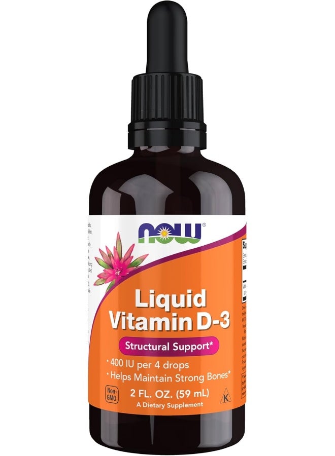 now Foods Liquid Vitamin D-3 400 Iu/4 Drops 2 Oz - Image 1