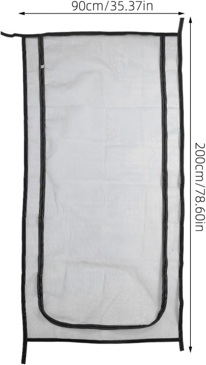 LIOOBO Heavy Duty Pet Screen Door with Zipper Mesh Cat Zipper Screen Door 90x200cm Sturdy Grey Mesh with Black Trim for Indoor Use Dog and Cat Resistant - Image 2