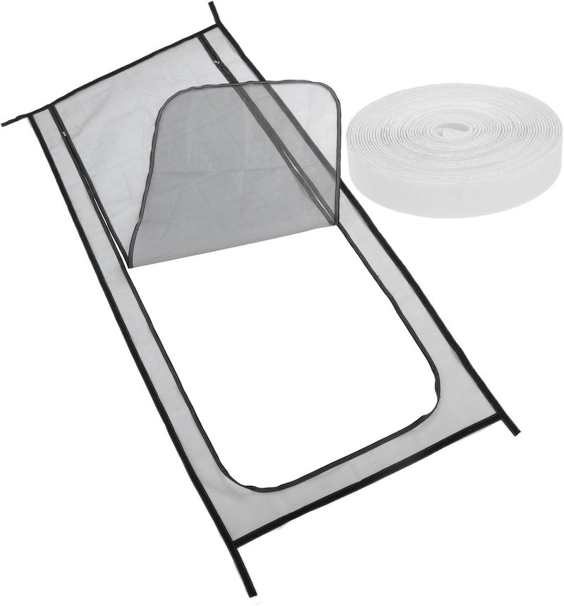 LIOOBO Heavy Duty Pet Screen Door with Zipper Mesh Cat Zipper Screen Door 90x200cm Sturdy Grey Mesh with Black Trim for Indoor Use Dog and Cat Resistant - Image 1