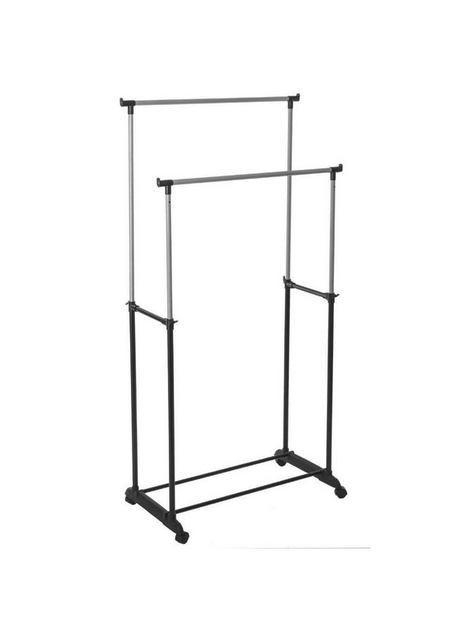 Five Simply Smart Coaty Double Clothes Rack on Wheels Silver and Black 160 x 42 x 80 cm 138926 - Image 1