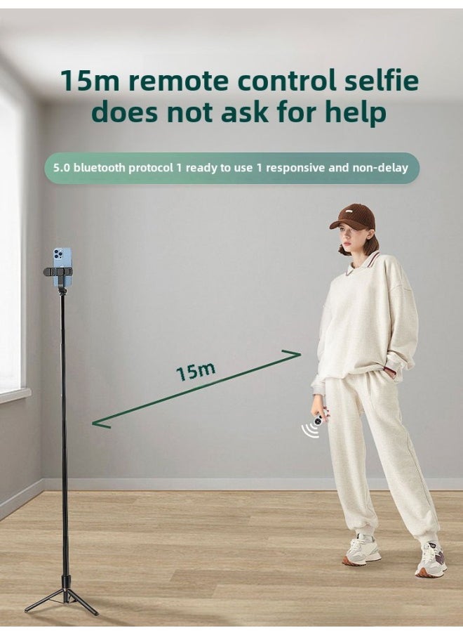 Generic - Mobile Phone Remote Control Apple Dedicated Bluetooth Remote Control Camera Self-timer Artifact Iphone Short Video Recording Million-Color:[smart Black + 0.8m Lazy Stand] Bold Reinforcement/stable Support/special For Mobile Phones - Image 1