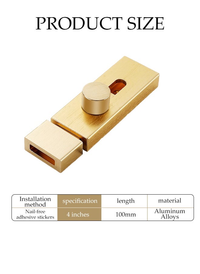 DUNISO 4 Inch Aluminum Alloy Door Latch Sliding Door Small Latch Thickened Door Buckle Latch Lock Fastener Door Latch Heavy Duty Sliding Door Latch Lock Suitable For Indoor And Outdoor Doors Safe Sliding Door Lock Gold  - Image 2