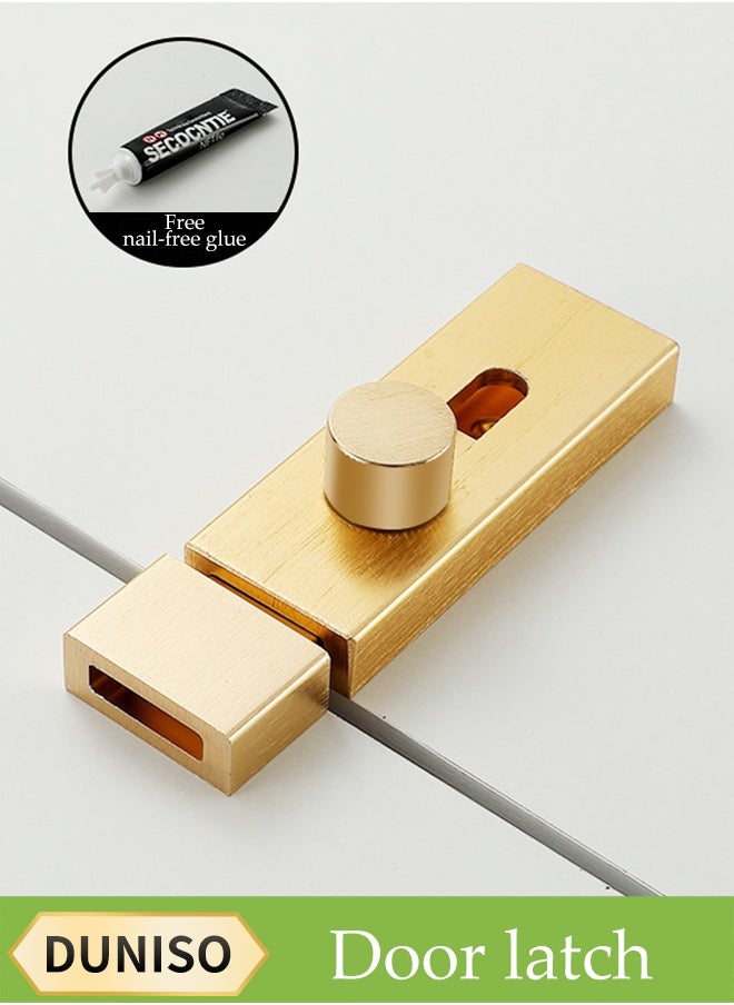 DUNISO 4 Inch Aluminum Alloy Door Latch Sliding Door Small Latch Thickened Door Buckle Latch Lock Fastener Door Latch Heavy Duty Sliding Door Latch Lock Suitable For Indoor And Outdoor Doors Safe Sliding Door Lock Gold  - Image 1
