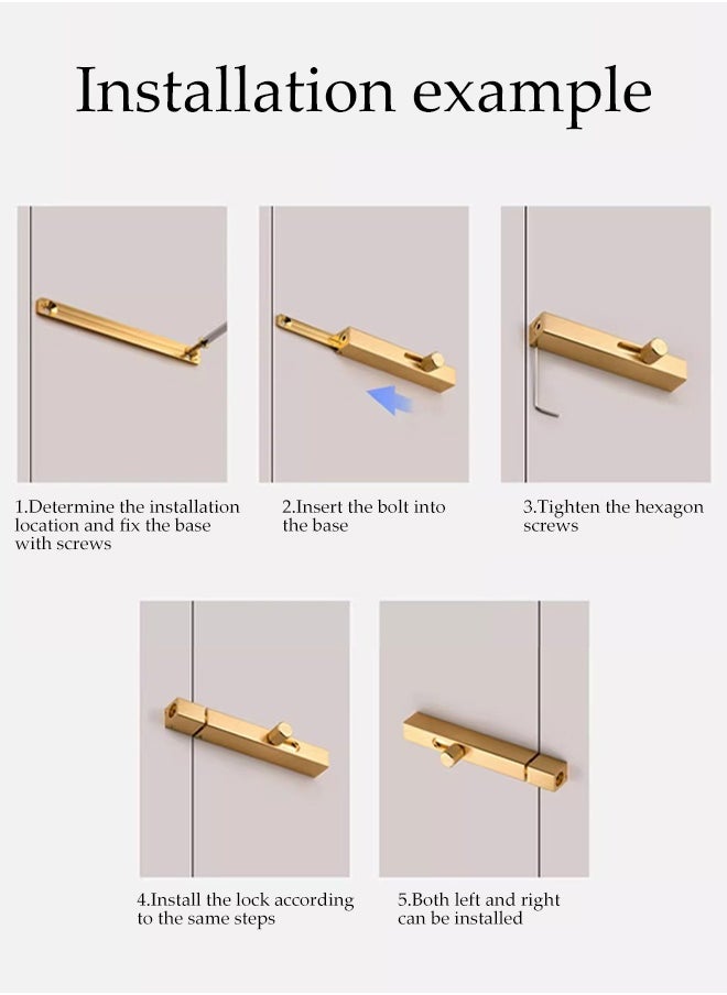 DUNISO 4 Inch Aluminum Alloy Door Latch Sliding Door Small Latch Thickened Door Buckle Latch Lock Fastener Door Latch Heavy Duty Sliding Door Latch Lock Suitable For Indoor And Outdoor Doors Safe Sliding Door Lock Gold  - Image 3