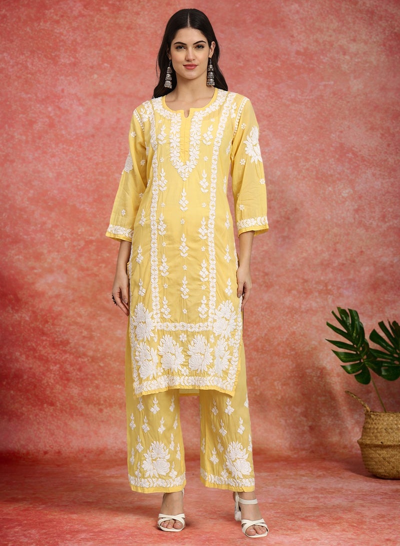 الايا مجموعة كورتا شيكانكاري مودال المطرزة يدويًا للنساء-AL4049KS  - Image 1