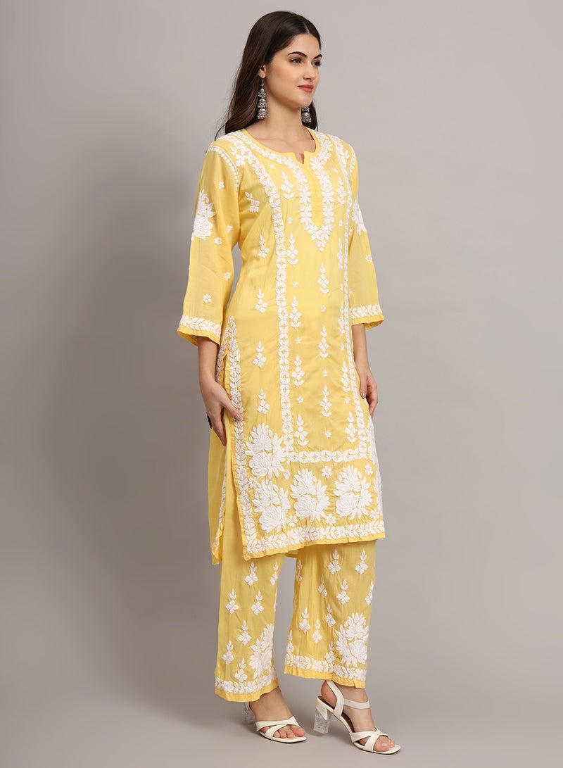 الايا مجموعة كورتا شيكانكاري مودال المطرزة يدويًا للنساء-AL4049KS  - Image 4