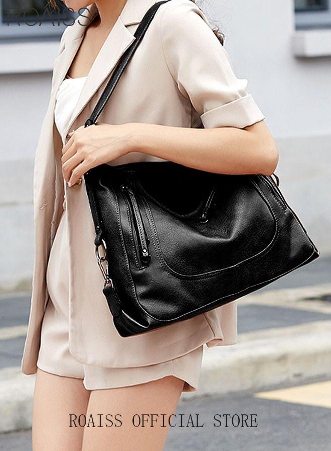 Large Crossbody Bags for Women – Adjustable Strap Hobo Tote Purse Set in Waterproof Vegan PU Leather, Stylish Daypack for Work Travel Daily Use - Image 3