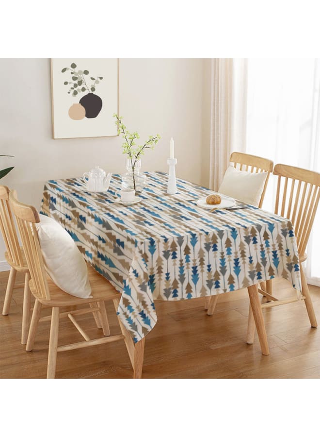 Intex Curtains House Sofia Elegance Rectangular Tablecloth – Luxurious Linen Velvet Fabric – Perfect For Home Décor , Dining Tables, And Special Occasions - Single Piece Café X Blue  130 X 190 Cm - Image 1