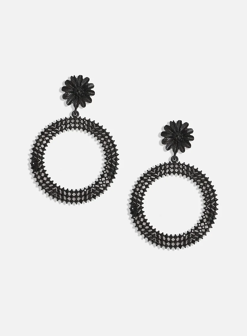 SOHI Maxi Daisy Intricate Circular Artificial Drop Earring Jewellery