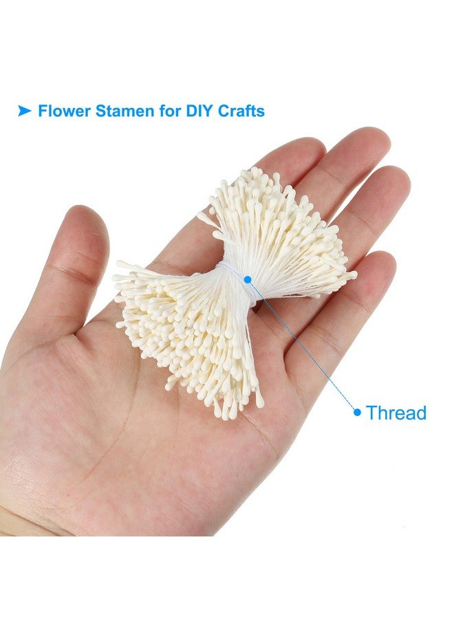 PATIKIL 2mm Double Heads Flower Stamen, 700 Pcs Artificial Flower Stamen Pistil Matt Pearl Floral Stamen for DIY Christmas Card Wedding Decor, Cream - Image 3