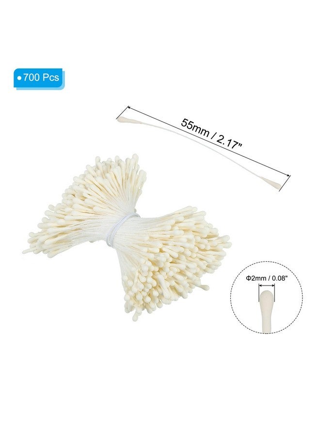 PATIKIL 2mm Double Heads Flower Stamen, 700 Pcs Artificial Flower Stamen Pistil Matt Pearl Floral Stamen for DIY Christmas Card Wedding Decor, Cream - Image 2