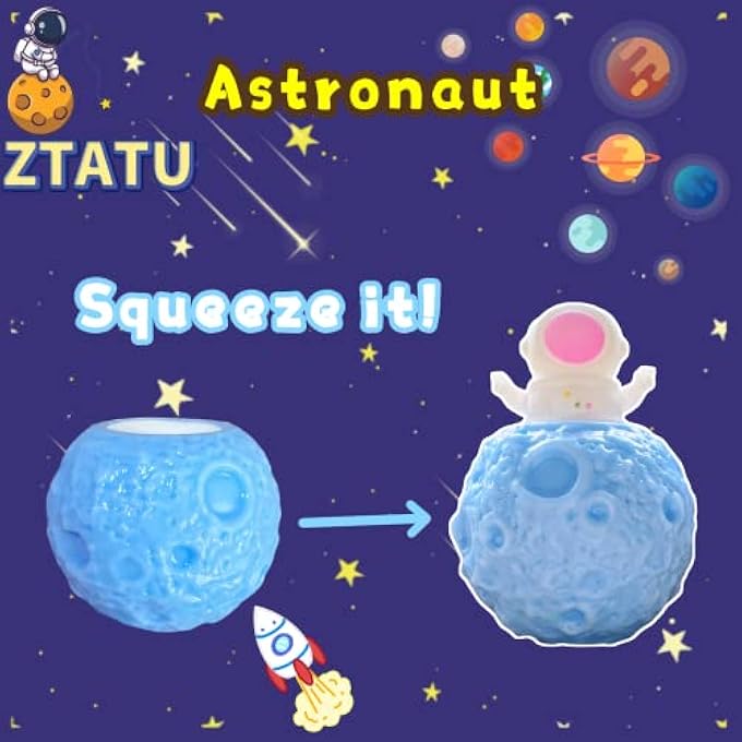 ZTATU Astronaut Squishy Stress Ball Planet Squeeze Pop up Toy (1-Pack) Astronaut Fidget Sensory Toys, Anxiety and Stress Relief for Autism, Kids and Adults, Stretchy Space Party Favors and Desk Decorations - Image 4