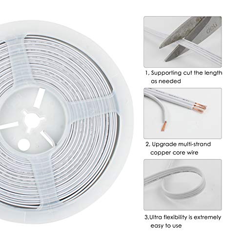 RGBZONE 10m/33ft 22AWG 4pin LED Light Strip Cable Cord, LED Electric Wire 22 Gauge, Conductor Extension Cable Line Cord for RGB LED Strip 5050 3528, PVC Plastic Flexible(White) - Image 3
