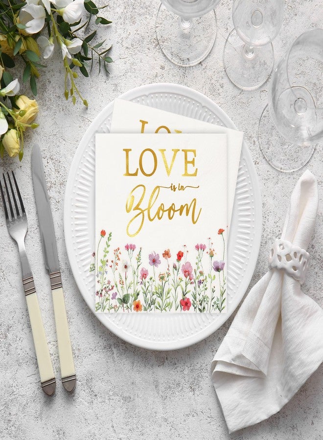 Engrowtic 100 Pcs Love Is in Bloom Floral Bridal Shower Napkins Colorful Wildflower Paper Napkins Floral Flower Themed Bridal Shower Decorations for Wedding Bachelorette Engagement Party - Image 5
