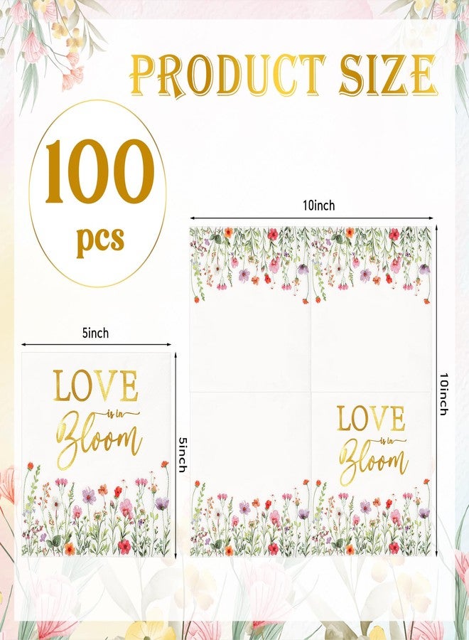 Engrowtic 100 Pcs Love Is in Bloom Floral Bridal Shower Napkins Colorful Wildflower Paper Napkins Floral Flower Themed Bridal Shower Decorations for Wedding Bachelorette Engagement Party - Image 2