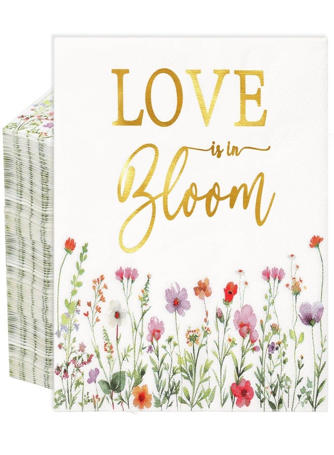 Engrowtic 100 Pcs Love Is in Bloom Floral Bridal Shower Napkins Colorful Wildflower Paper Napkins Floral Flower Themed Bridal Shower Decorations for Wedding Bachelorette Engagement Party - Image 1