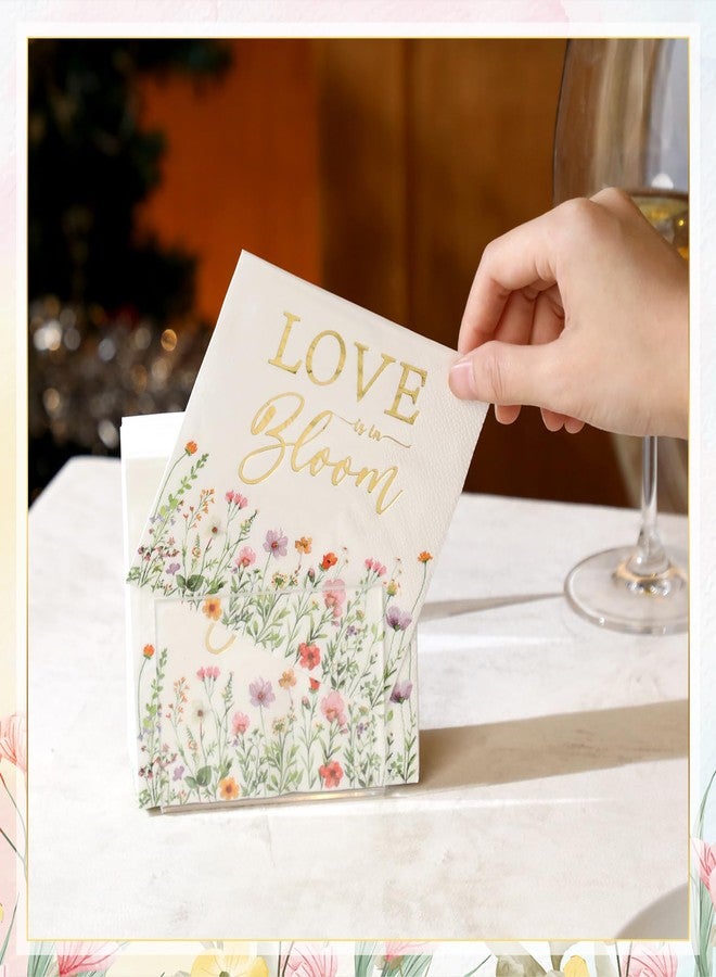 Engrowtic 100 Pcs Love Is in Bloom Floral Bridal Shower Napkins Colorful Wildflower Paper Napkins Floral Flower Themed Bridal Shower Decorations for Wedding Bachelorette Engagement Party - Image 4