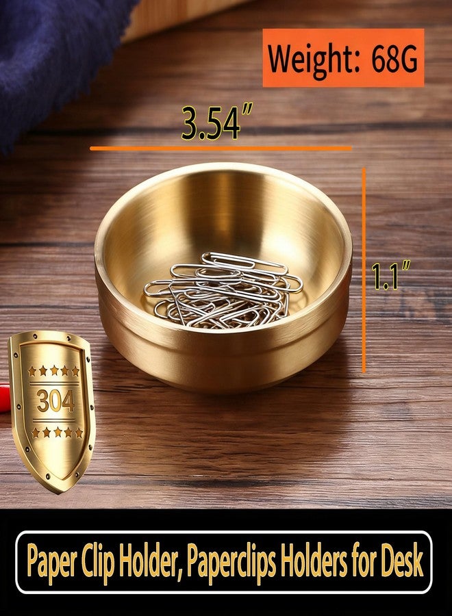 GXZNBC Paper Clip Holder, Paperclips Holders for Desk, Set of 2 Gold Bowl for Binder Bobby Pin Dispenser - Image 2