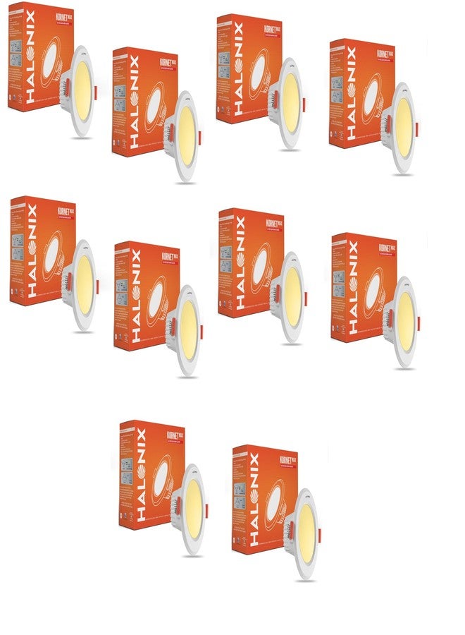 Halonix Kornet 5.5-Watt Junction box Warm White Led Downlighter| Cut out- 3 inch | Dia-4.3 inch | Surge Protection - Upto 4 KV (Pack of 10, Yellow) - Image 1