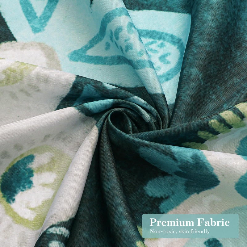 MitoVilla Boho Floral Teal Shower Curtain  Modern Flower Shower Curtains for Chic Elegant Bathroom Decor  Vintage Fabric Cloth Shower Curtain  Colorful Abstract Leaves  72x72 - Image 5