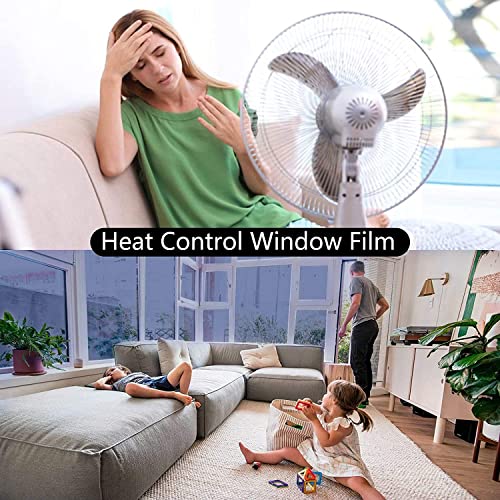 ERATO Anti UV Reflective Window Film Static Cling Window Glass Film Sun Control Film (50cm x 100inch, Light Black Window Film) - Image 5