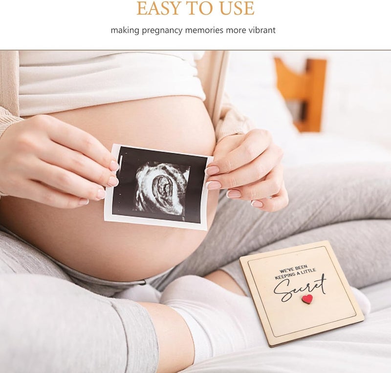 Baby Sonogram Picture Frame - Wooden Baby Photo Frame - Nursery Decor for Pregnancy Announcement Moms and New Parents Keepsake 4.25x4.25 - Image 4