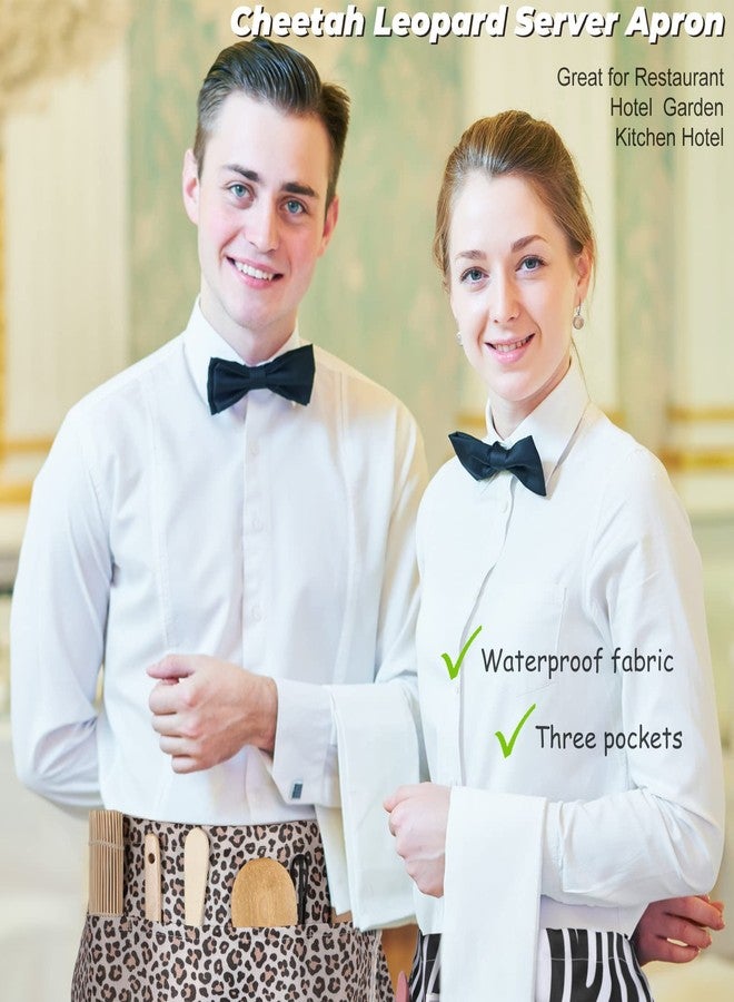 Haysandy 3 Pcs Waitress Aprons for Server Leopard Zebra Print Half Aprons with 3 Pockets Half Apron with Pockets for Women Teachers Waiter Bartender Barista Restaurant Coffee Mom - Image 5