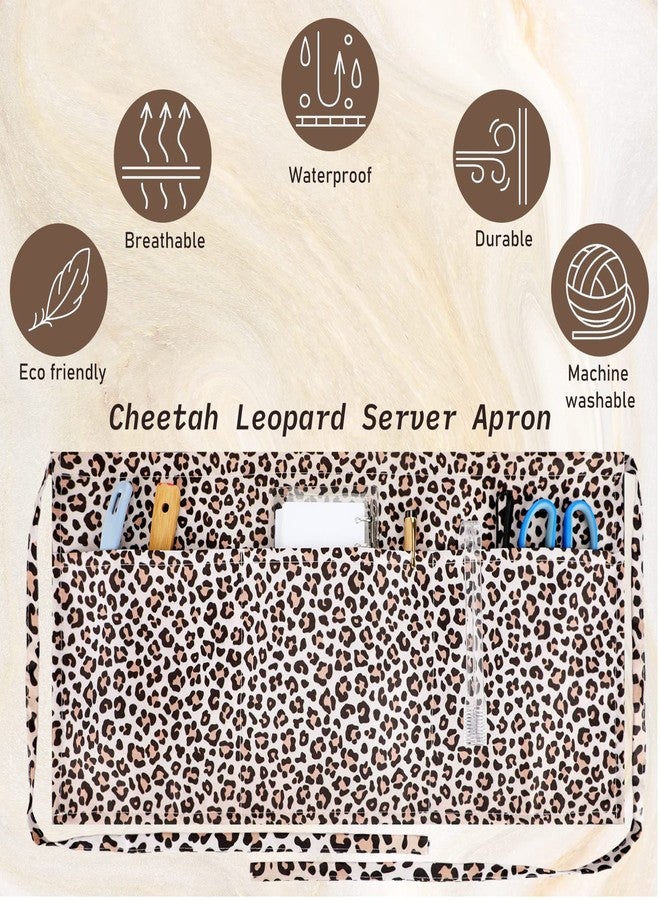 Haysandy 3 Pcs Waitress Aprons for Server Leopard Zebra Print Half Aprons with 3 Pockets Half Apron with Pockets for Women Teachers Waiter Bartender Barista Restaurant Coffee Mom - Image 4