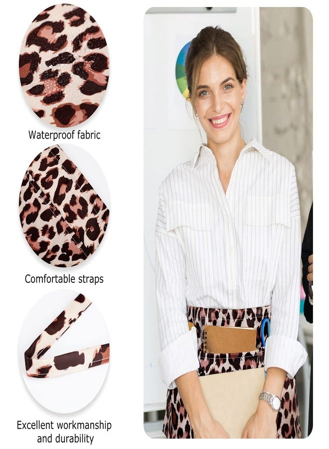 Haysandy 3 Pcs Waitress Aprons for Server Leopard Zebra Print Half Aprons with 3 Pockets Half Apron with Pockets for Women Teachers Waiter Bartender Barista Restaurant Coffee Mom - Image 3