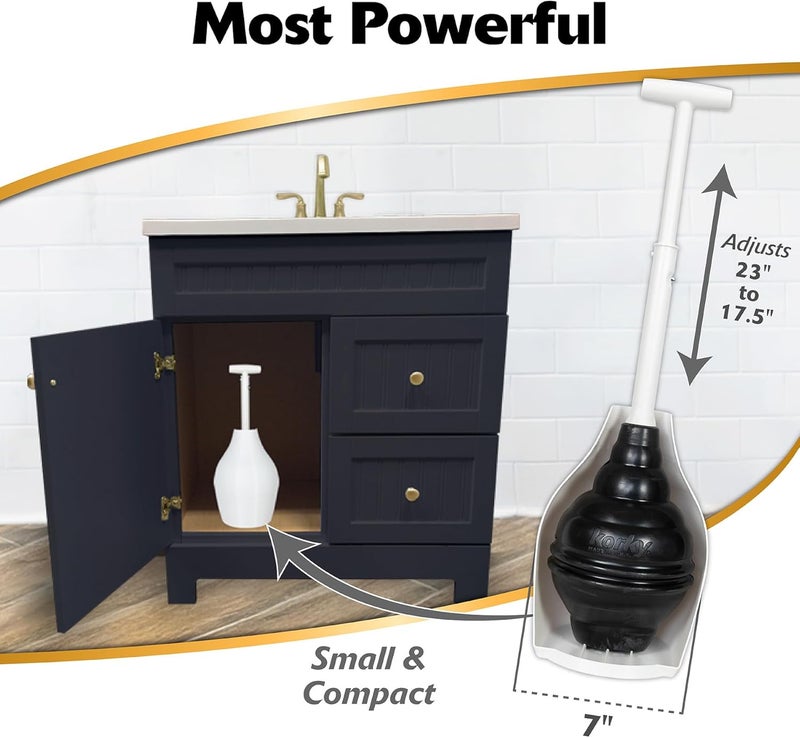 Korky Korky 975A BeehiveMAX HideawayHeavy Duty Toilet Plunger with HolderDrip Free CarrySeals All Bowl Shapes  Powerful Clog Removal Black  - Image 2