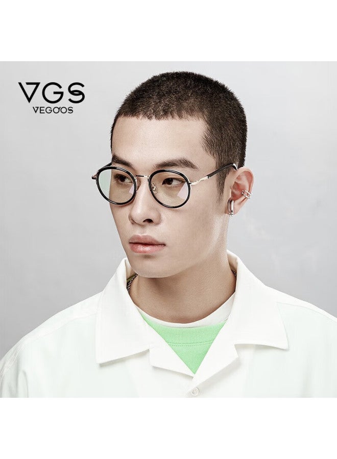 Vegoos Nearsighted Gl Frame For Men And Women, Retro Spliced Round Frame Non-prescription Gl Can Be Fitted With Myopia Lenses - Image 3