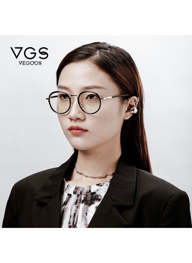 Vegoos Nearsighted Gl Frame For Men And Women, Retro Spliced Round Frame Non-prescription Gl Can Be Fitted With Myopia Lenses - Image 2