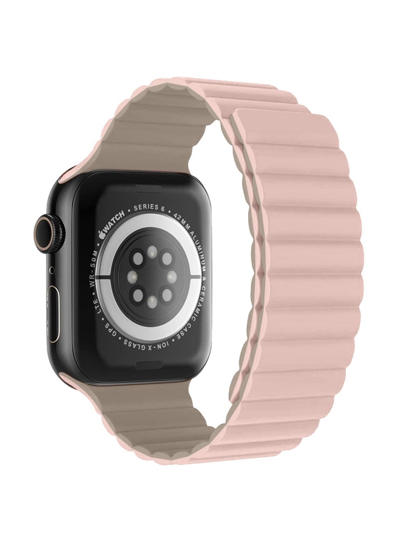 جلاسولوجي Smart Watch Band Magnetic Silicone 42 mm Pink – Compatible with apple watch 38mm/40mm/41mm/42mm (Series 1–10) Stylish, Durable, and Secure Replacement Strap - Image 2
