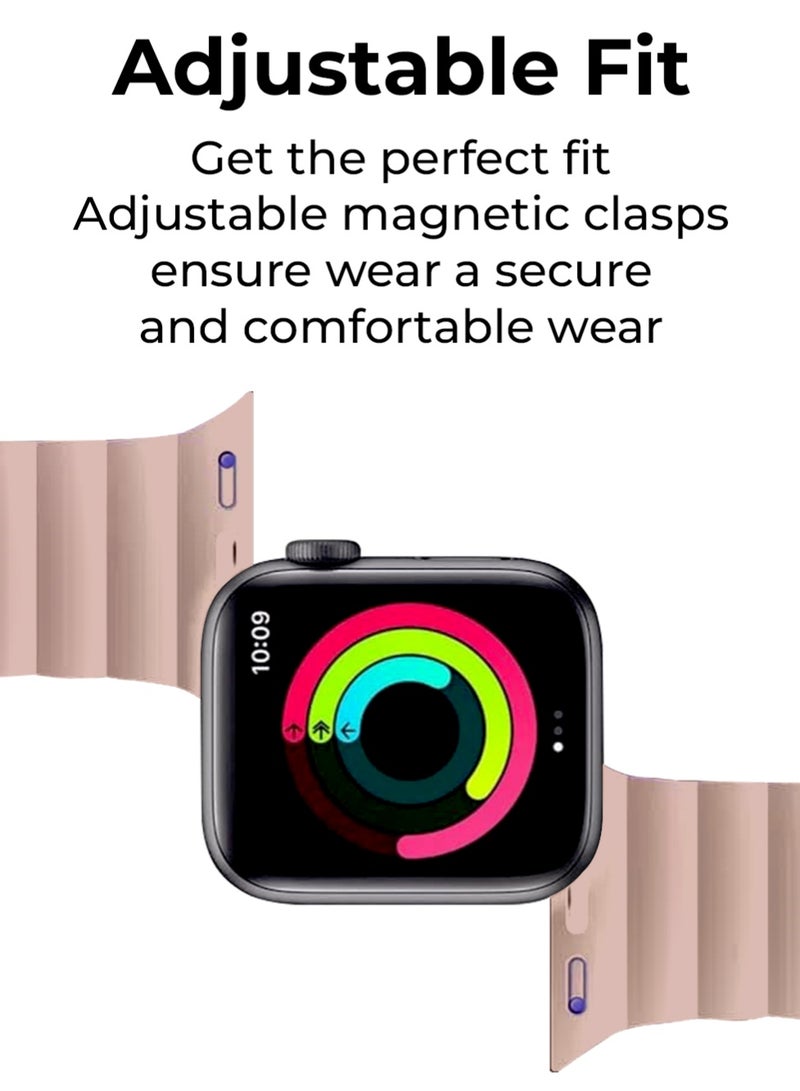 جلاسولوجي Smart Watch Band Magnetic Silicone 42 mm Pink – Compatible with apple watch 38mm/40mm/41mm/42mm (Series 1–10) Stylish, Durable, and Secure Replacement Strap - Image 3