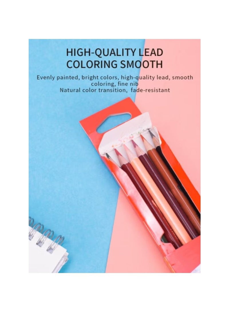 6-Piece Dual-ended Pencils Set 12 Colors Triangular Shape Basswood - Image 2