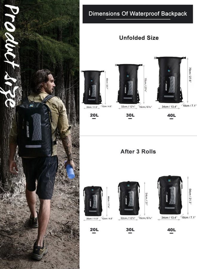 IDRYBAG Waterproof Dry Bag Dry Sack, Lightweight Dry Backpack Water Sport, Hiking Dry Backpack Shoulder Straps 20L/30L/40L - Image 4