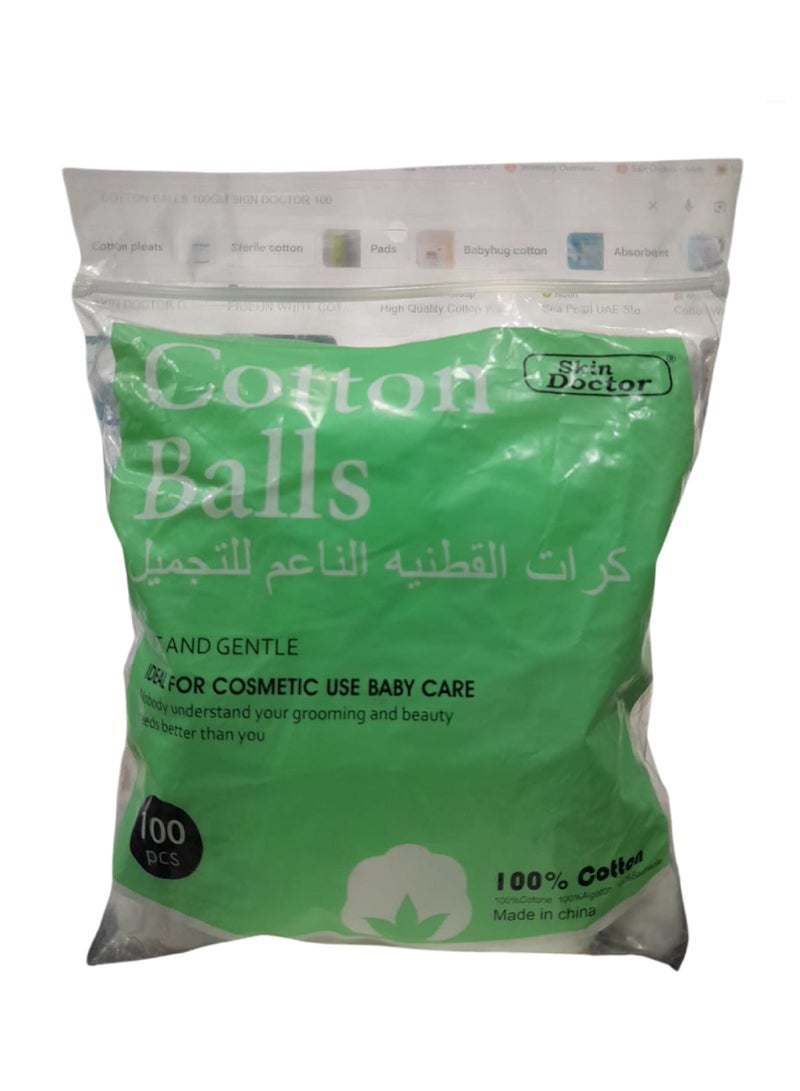 كرات قطن 100 جرام دكتور الجلد (100 قطعة)