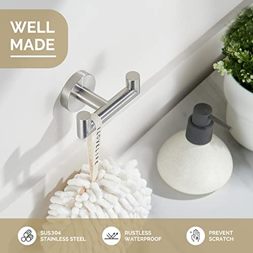 Angle Simple Towel Hook for Bathroom, SUS 304 Stainless Steel, Double Hand Towel Coat Holder for Wall, Brushed Nickel - Image 4