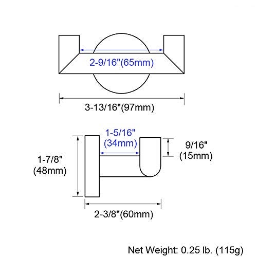 Angle Simple Towel Hook for Bathroom, SUS 304 Stainless Steel, Double Hand Towel Coat Holder for Wall, Brushed Nickel - Image 2