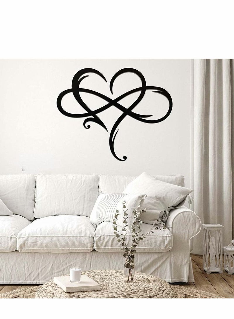 Y&D Wall Decor, Unique Infinity Heart Metal Decor Love Sign Plaque Steel Art Geometric Bedroom Ornaments Cut Out for Home Wedding Presents Gifts(Black, 29 x 34cm) - Image 4