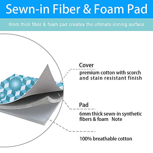 Dalykate Ironing Board Cover and Pad, 15x54 Standard Size Thick Iron Padding, Scorch & Stain Resistant Ironing board cover, Heavy Duty Iron Board Padded with Adjustable Fasteners Elastic Edge, Berry Blue - Image 4