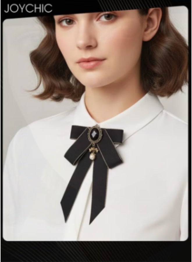 Joychic رباط عنق للنساء، رباط مسبق الربط قابل للتعديل مع زينة من الأحجار الكريمة، رباطات للبنات لقمصان ذات ياقة فستان - Image 1