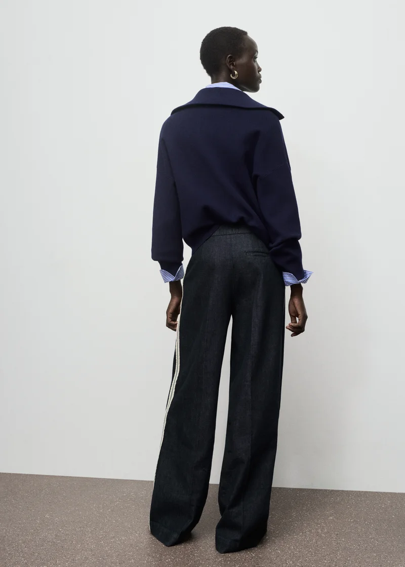 MANGO Wide-leg striped jeans