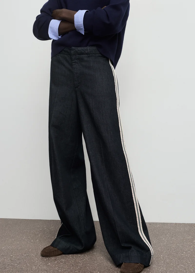 MANGO Wide-leg striped jeans