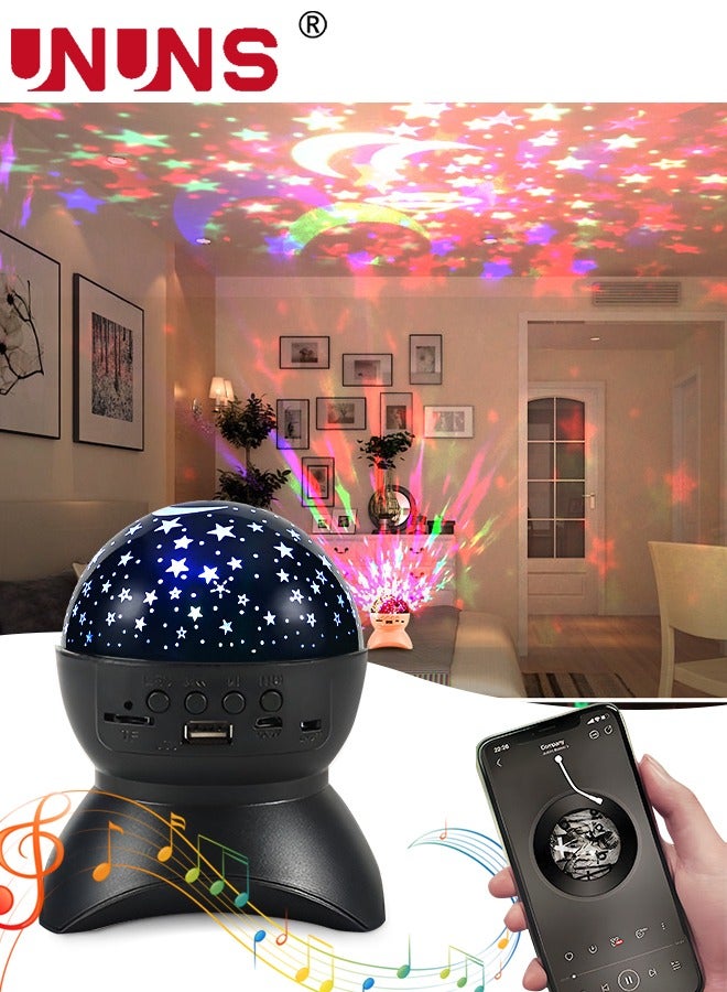 UNUNS Starry Sky Night Light Projector,Star Projector,Kids Bedroom Night Light,Galaxy Light Projecto With Bluetooth Speaker,360° Rotation, USB Rechargeable Table Projection Lamp,Romantic Gifts,Black - Image 1