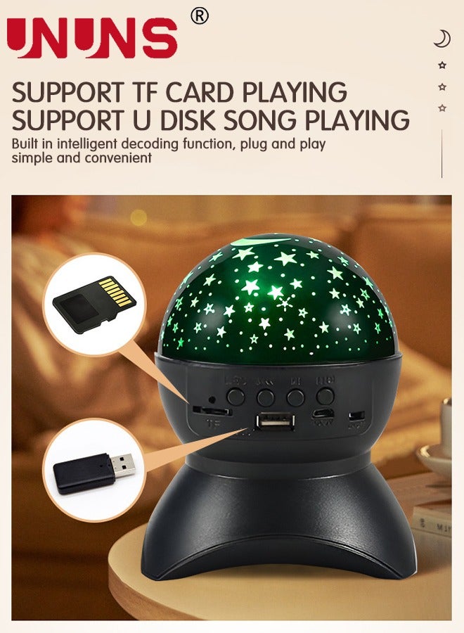 UNUNS Starry Sky Night Light Projector,Star Projector,Kids Bedroom Night Light,Galaxy Light Projecto With Bluetooth Speaker,360° Rotation, USB Rechargeable Table Projection Lamp,Romantic Gifts,Black - Image 4