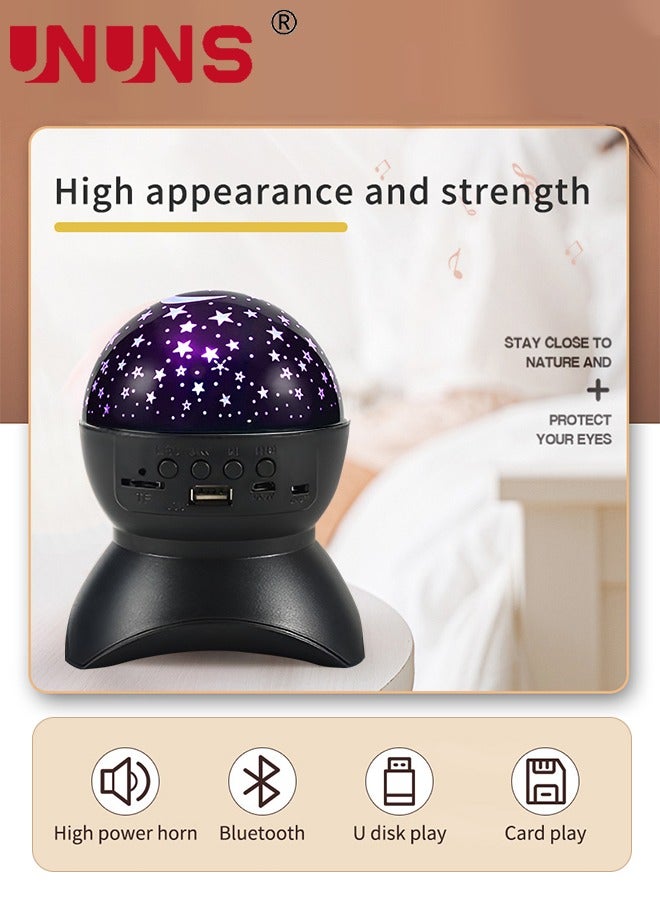 UNUNS Starry Sky Night Light Projector,Star Projector,Kids Bedroom Night Light,Galaxy Light Projecto With Bluetooth Speaker,360° Rotation, USB Rechargeable Table Projection Lamp,Romantic Gifts,Black - Image 3