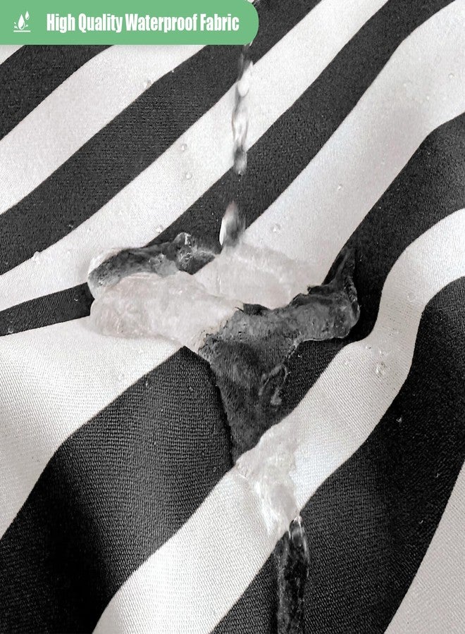 Dynamene Modern Farmhouse Fabric Shower Curtain Boho Black and White Striped Cloth Bathroom Shower Curtain with Tassels, Hotel Luxury Decorative Shower Curtain Set with 12 Hooks - 72x72 - Image 3