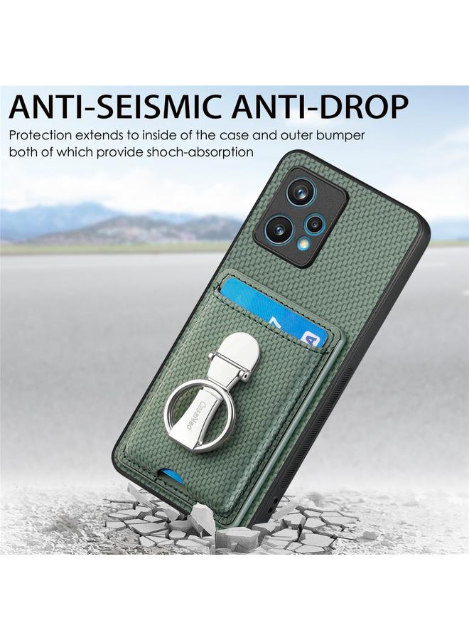 S-TOP Case For Realme 9 Pro+ Carbon Fiber Card Wallet Ring Holder Phone Case - Image 2